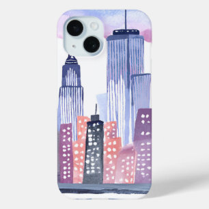 Funda Para iPhone 15 Esquina de Cityscape de acuarela