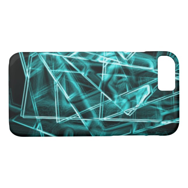 Funda De Case-Mate Para iPhone Esquinas cuadradas y manchas de "neón" azul ciano  (Reverso (horizontal))