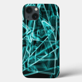 Funda Para iPhone 13 Esquinas cuadradas y manchas "neón" de color cian
