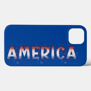 Funda Para iPhone 13 Estados Unidos Patriótico Shimmer Word Art