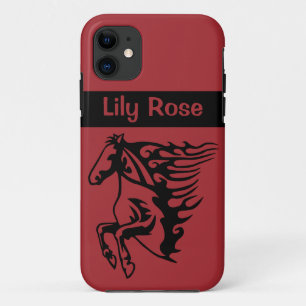 Funda Para iPhone 11 Estallión de caballo rojo caliente metálico