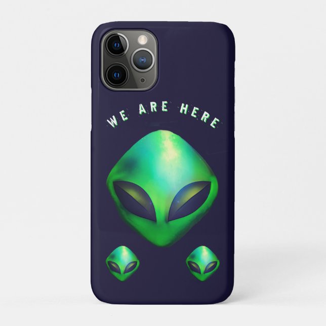 Funda De Case-Mate Para iPhone "Estamos Aquí" cabeza de alienígena verde (Reverso)