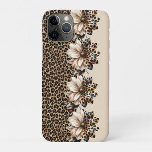 Funda Para iPhone 11 Pro Estampa de animal cheetah chic y flores 