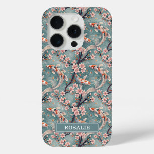 Funda Para iPhone 15 Pro Estampa Monogramada de Koi Japonés Sakura