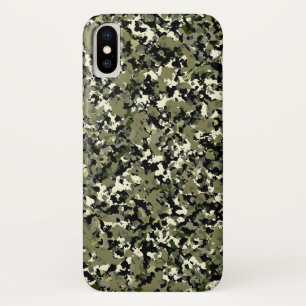 Funda Para iPhone X Estampado de Camuflaje Verde Negro Crema