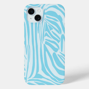 Funda Para iPhone 15 Mini Estampado de cebra azul y blanco en negrita