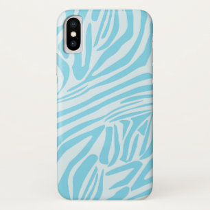 Funda Para iPhone X Estampado de cebra azul y blanco en negrita