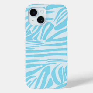Funda Para iPhone 15 Estampado de cebra azul y blanco en negrita