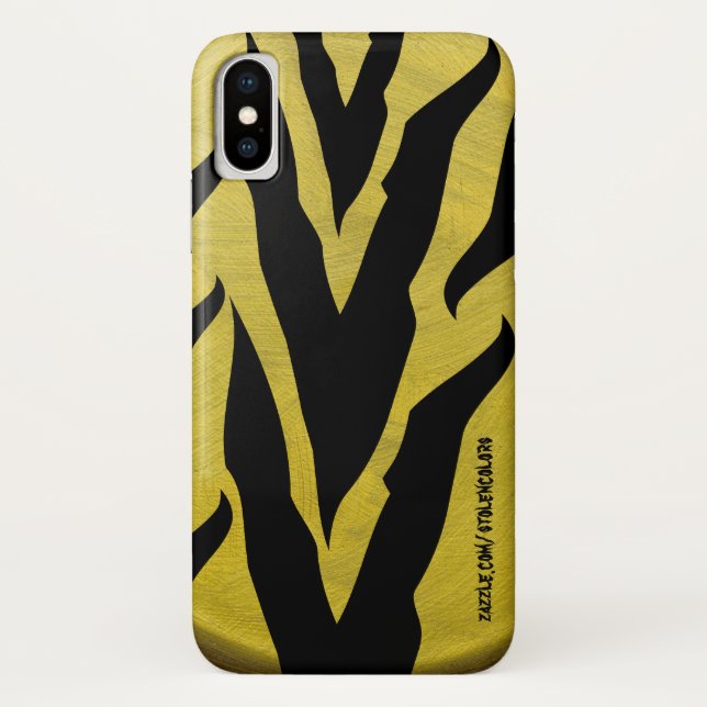 Funda De Case-Mate Para iPhone Estampado de cebra dorada (Reverso)