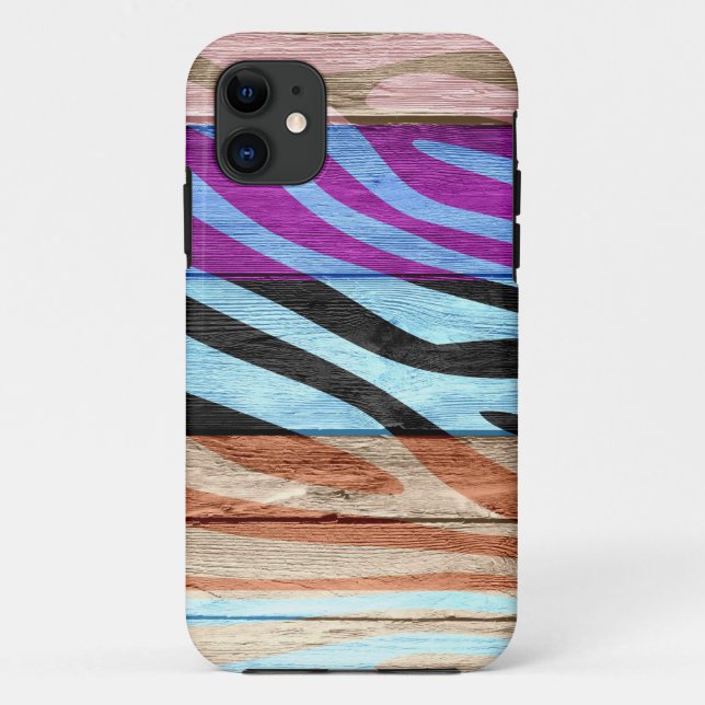 Funda De Case-Mate Para iPhone Estampado de cebra en madera #22 (Reverso)
