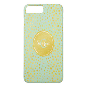 Funda Para iPhone 8 Plus/7 Plus Estampado de cheetah con brillo de oro falso y mon