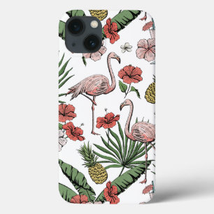 Funda Para iPhone 13 Estampado de Flamenco Hawaiano Dibujado a Mano Bla