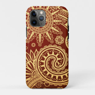 Funda Para iPhone 11 Pro Estampado de flores abstracto del rojo y del oro