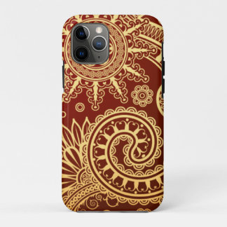 Funda Para iPhone 11 Pro Estampado de flores abstracto del rojo y del oro