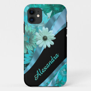 Funda Para iPhone 11 Estampado de flores azul de la aguamarina bonita