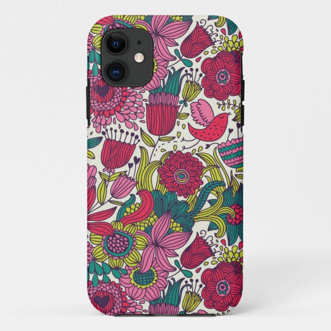 Funda De Case-Mate Para iPhone Estampado de flores brillante (Reverso)