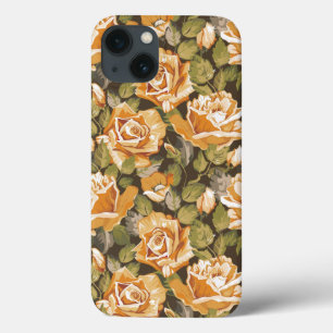 Funda Para iPhone 13 Estampado de flores del vintage de rosas amarillos