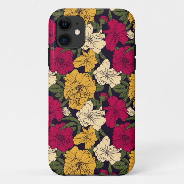 Funda De Case-Mate Para iPhone Estampado de flores elegante (Reverso)