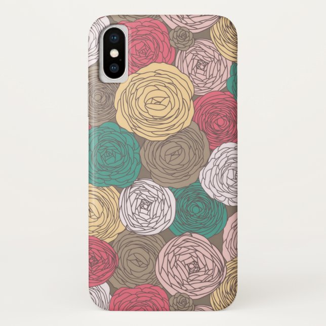 Funda De Case-Mate Para iPhone Estampado de flores elegante. Floral brillante (Reverso)
