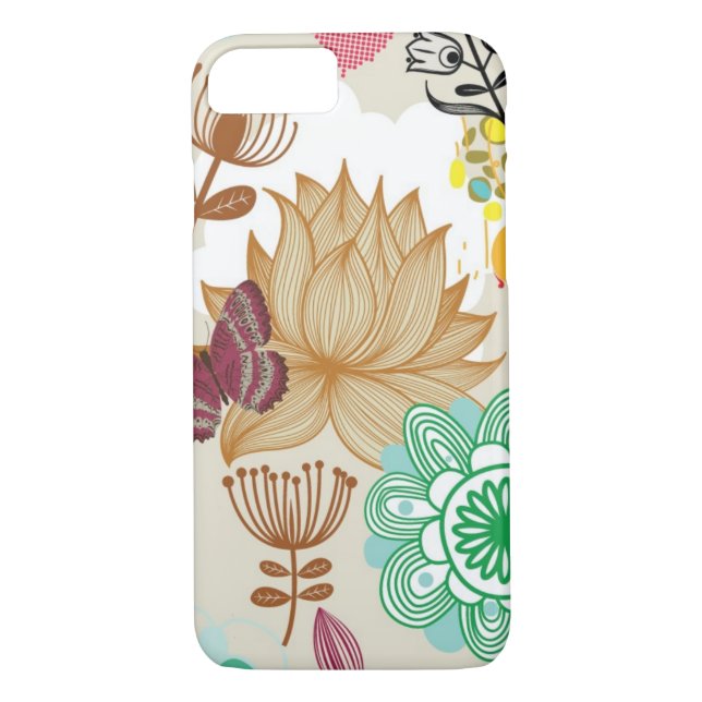 Funda De Case-Mate Para iPhone Estampado de flores en estilo retro (Reverso)