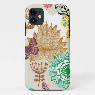 Funda Para iPhone 11 Estampado de flores en estilo retro