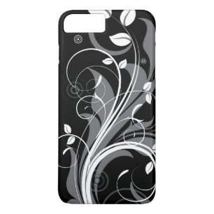 Funda Para iPhone 8 Plus/7 Plus Estampado de flores gris en negro