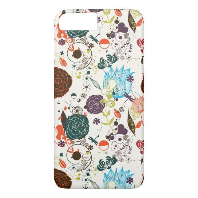 Funda De Case-Mate Para iPhone Estampado de flores retro 2 (Reverso)