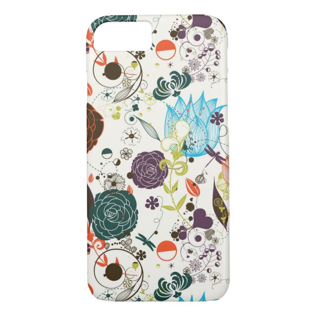 Funda De Case-Mate Para iPhone Estampado de flores retro 2 (Reverso)