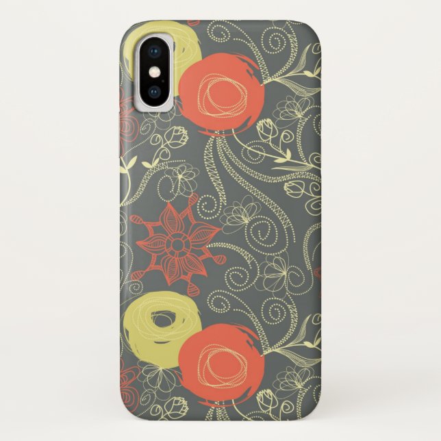Funda De Case-Mate Para iPhone Estampado de flores retro 3 (Reverso)