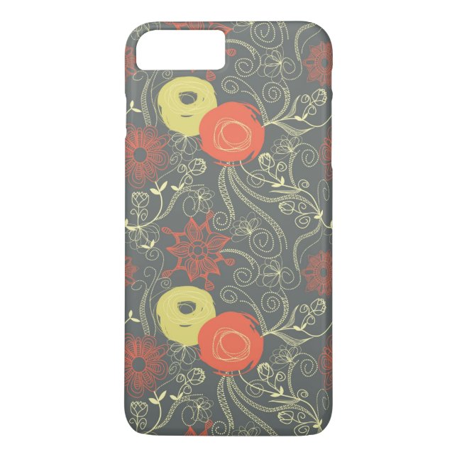 Funda De Case-Mate Para iPhone Estampado de flores retro 3 (Reverso)