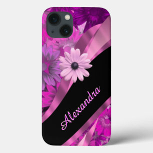 Funda Para iPhone 13 Estampado de flores rosado bonito personalizado