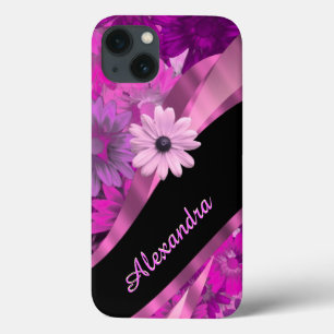 Funda Para iPhone 13 Estampado de flores rosado bonito personalizado