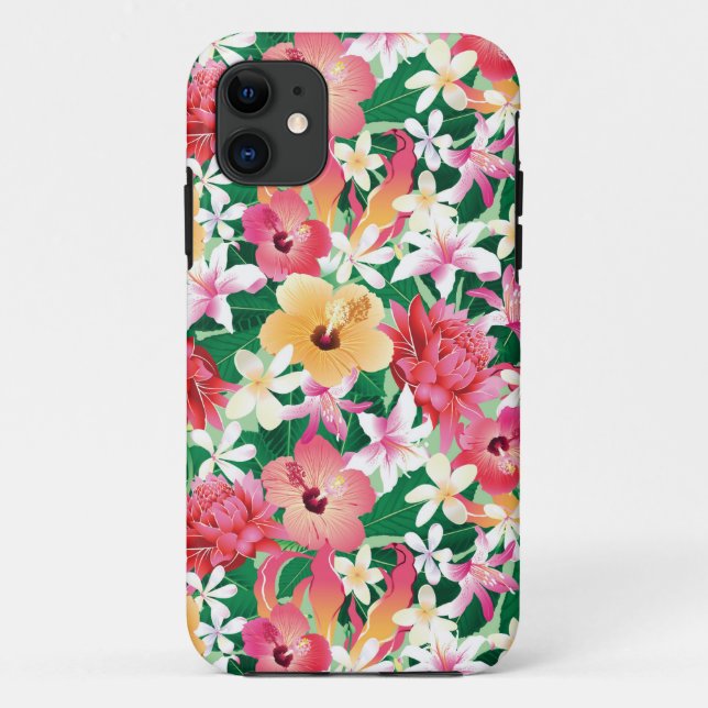 Funda De Case-Mate Para iPhone Estampado de flores tropical del hibisco (Reverso)