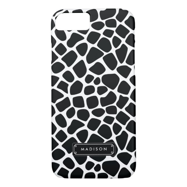 Funda De Case-Mate Para iPhone Estampado de girafa blanco negro con clase (Reverso)