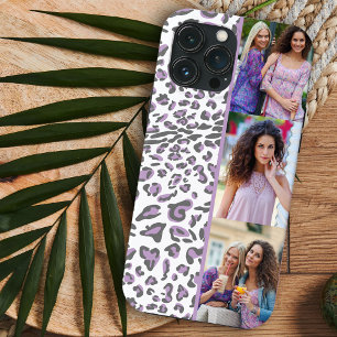 Funda Para iPhone 13 Pro Max Estampado de leopardo 3 Foto vertical Lila
