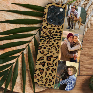 Funda Para iPhone 13 Pro Max Estampado de leopardo 3 Foto vertical marrón
