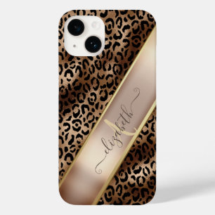 Funda Para iPhone 14 De Case-Mate Estampado de leopardo chic negro monograma de bron