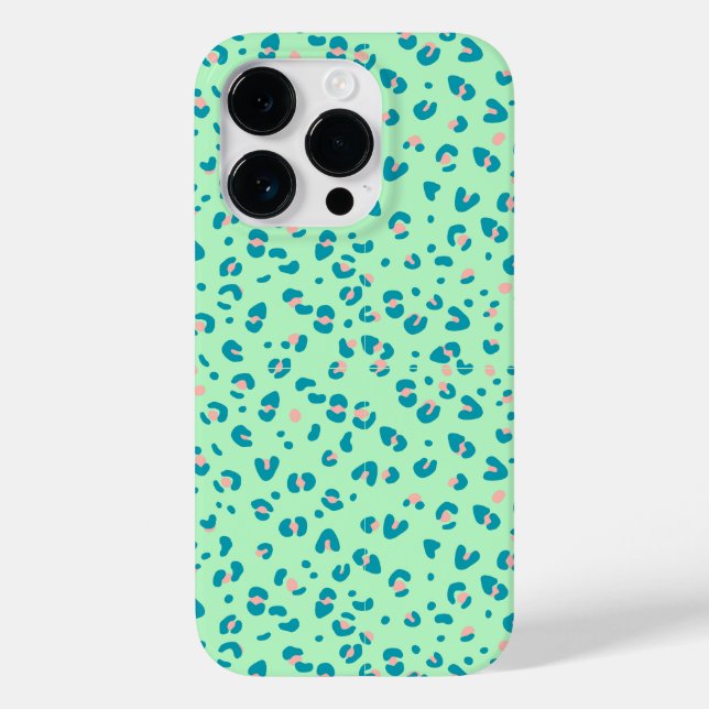 Funda De Case-Mate Para iPhone estampado de leopardo guepardo azul y rosa (Reverso )