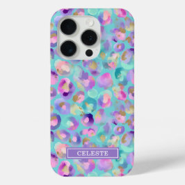 Funda Para iPhone 15 Pro Estampado de leopardo iridiscente acuático monogra