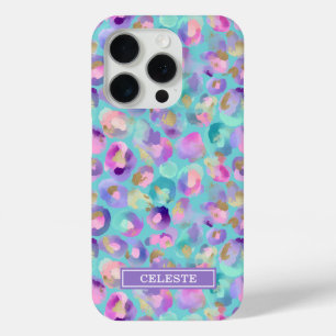 Funda Para iPhone 15 Pro Estampado de leopardo iridiscente acuático monogra