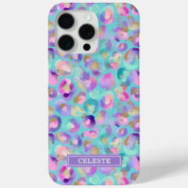 Funda Para iPhone 15 Pro Max Estampado de leopardo iridiscente acuático monogra