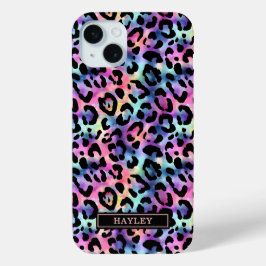 Funda Para iPhone 15 Mini Estampado de leopardo iridiscente monogramado