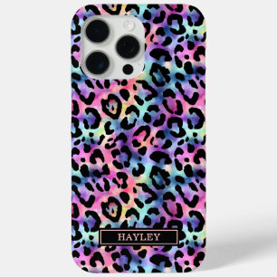 Funda Para iPhone 15 Pro Max Estampado de leopardo iridiscente monogramado