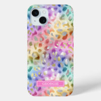 Estampado de leopardo iridiscente pastel monograma