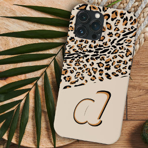 Funda Para iPhone 13 Pro Max Estampado de leopardo negrita inicial natural