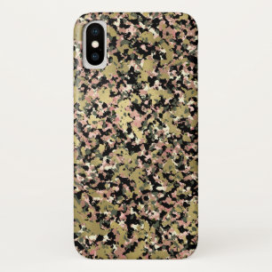 Funda Para iPhone X Estampado de patrón de camuflaje dorado rosa verde