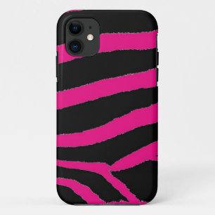 Funda Para iPhone 11 Estampado de piel de cebra rosa y negro