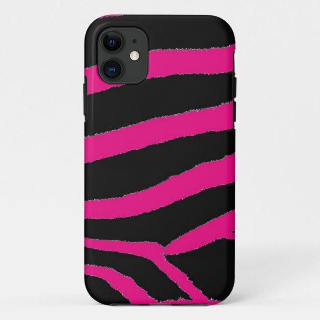 Funda De Case-Mate Para iPhone Estampado de piel de cebra rosa y negro (Reverso)