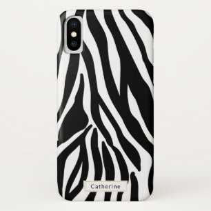 Funda Para iPhone X Estampado de zebra salvaje con nombre
