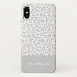 Funda Para iPhone X Estampado leopardo animal gris y blanco pálido